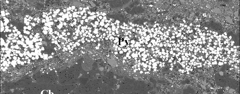 Imagem de elétrons retroespalhados de uma Rocha Hidrotermal